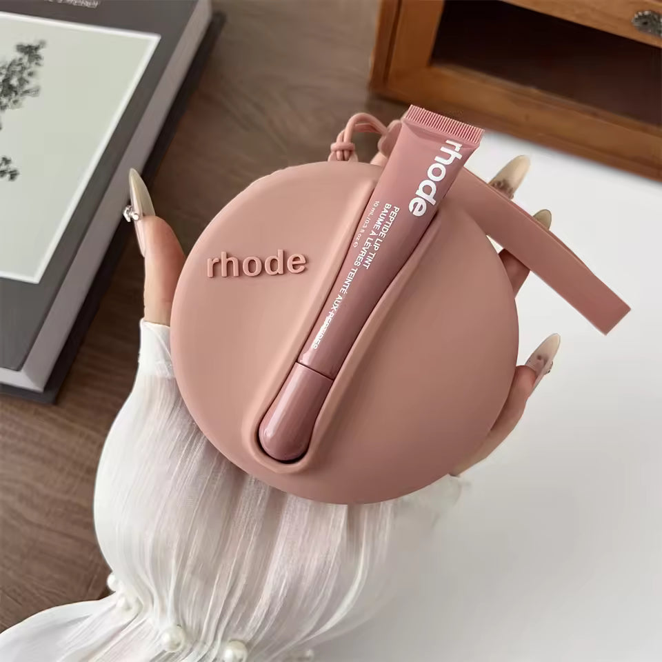 Rhode Makeup Bag Lip Glaze Holder - Mini Round Silicone Handbag (With Lip Glaze Option)