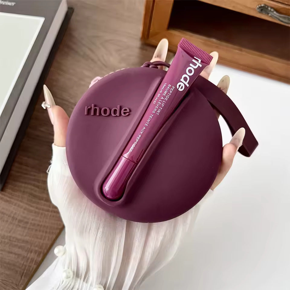 Rhode Makeup Bag Lip Glaze Holder - Mini Round Silicone Handbag (With Lip Glaze Option)