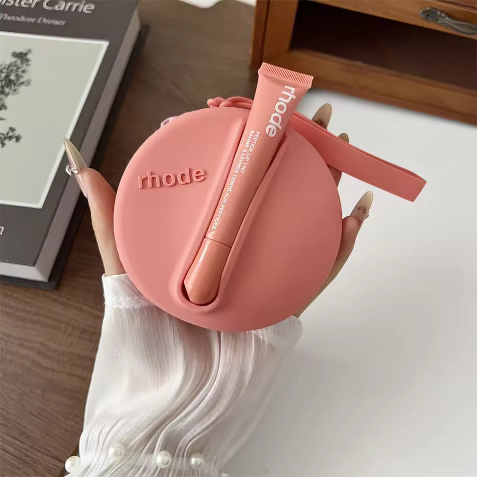Rhode Makeup Bag Lip Glaze Holder - Mini Round Silicone Handbag (With Lip Glaze Option)