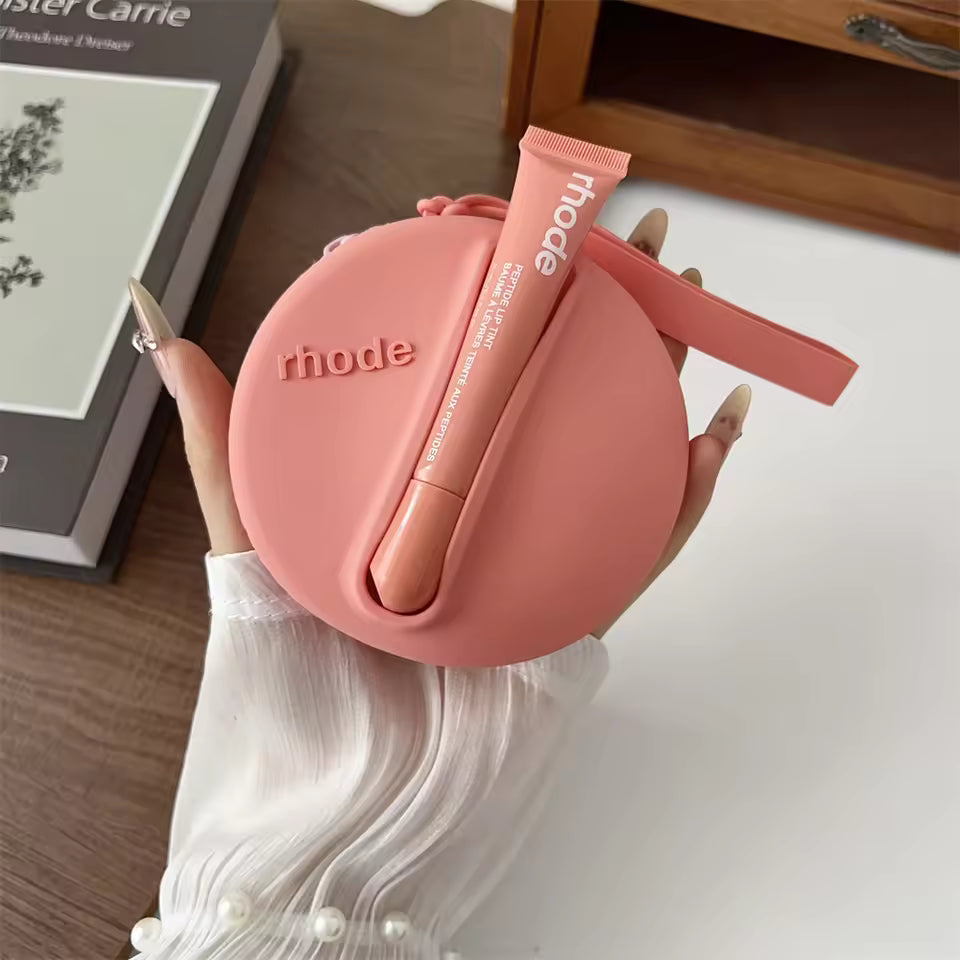 Rhode Makeup Bag Lip Glaze Holder - Mini Round Silicone Handbag (With Lip Glaze Option)
