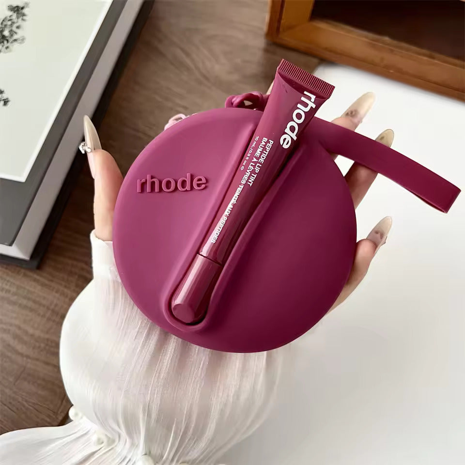 Rhode Makeup Bag Lip Glaze Holder - Mini Round Silicone Handbag (With Lip Glaze Option)