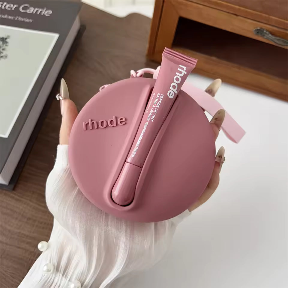 Rhode Makeup Bag Lip Glaze Holder - Mini Round Silicone Handbag (With Lip Glaze Option)
